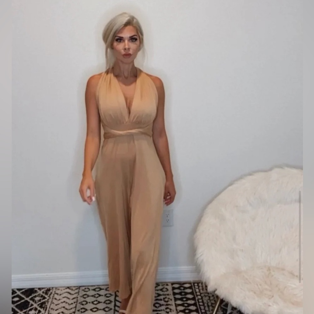 V NECK CRISSCROSS JUMPSUIT